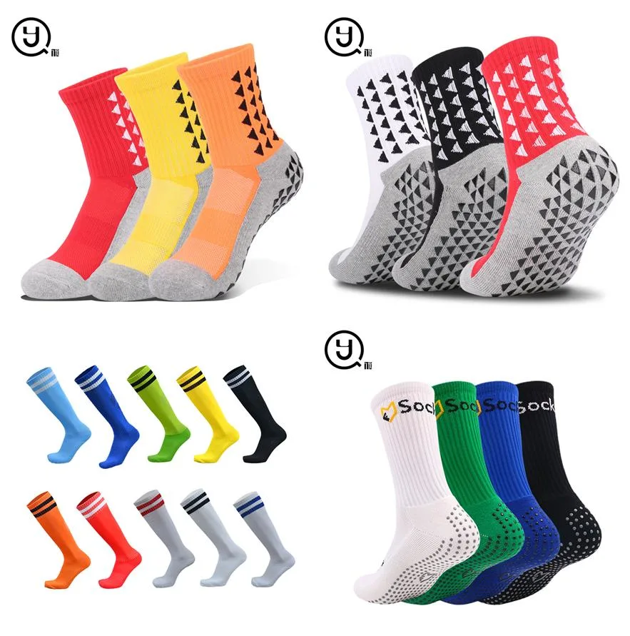 Sports Grip Soccer Anti Slip Socks Men Custom Logo Athletic Crew Non Slip Football